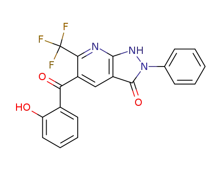 Molecular Structure of 1207827-78-8 (2-phenyl-5-salicyloyl-6-(trifluoromethyl)-1,2-dihydro-3H-pyrazolo[3,4-b]pyridin-3-one)