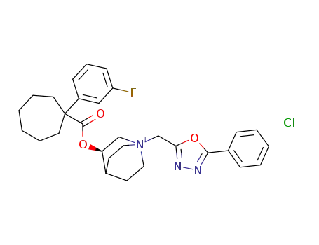 (R)-3-[1-(3-fluorophenyl)cycloheptanecarbonyloxy]-1-(5-phenyl[1,3,4]oxadiazol-2-ylmethyl)-1-azoniabicyclo[2.2.2]octane chloride
