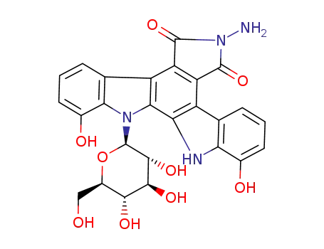 Molecular Structure of 151069-08-8 (5H-Indolo[2,3-a]pyrrolo[3,4-c]carbazole-5,7(6H)-dione,6-amino-12-b-D-glucopyranosyl-12,13-dihydro-1,11-dihydroxy-)