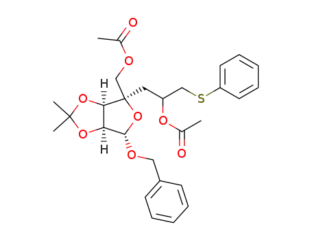 benzyl 5-O-acetyl-2,3-O-isopropylidene-4-C-(2-acetyloxy-3-phenylthiopropyl)-α-D-lyxofuranoside