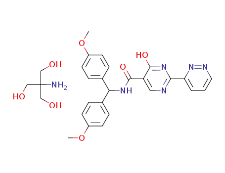 N-[bis(4-methoxyphenyl)methyl]-4-hydroxy-2-pyridazin-3-ylpyrimidine-5-carboxamide 1,3-dihydroxy-2-(hydroxymethyl)propan-2-ammonium