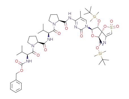 [1-[2',5'-bis-O-(tert-butyldimethylsilyl)-β-D-ribofuranosyl]-4-N-[Nα-(benzyloxycarbonyl)-valyl-prolyl-valyl-prolyl]cytosine]-3'-spiro-5''-[4''-amino-1'',2''-oxathiole-2'',2''-dioxide]