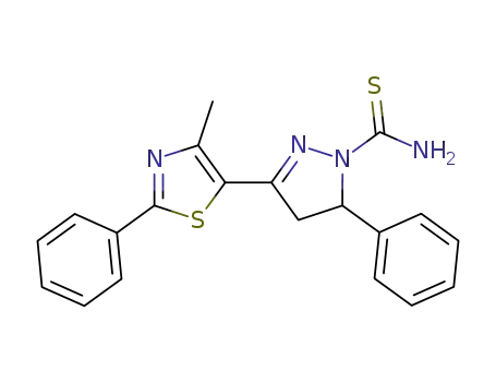 Molecular Structure of 1236182-20-9 (3-(4-methyl-2-phenyl-1,3-thiazol-5-yl)-5-phenyl-4,5-dihydro-1H-pyrazole-1-carbothioamide)