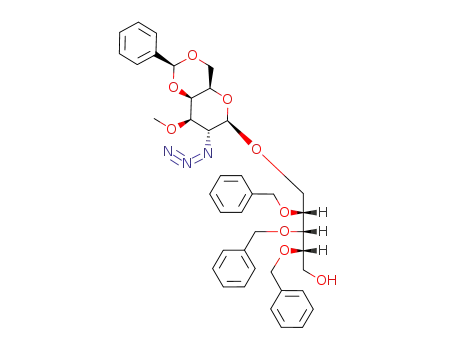 Molecular Structure of 230620-43-6 (1-O-(2-azido-4,6-O-benzylidene-2-deoxy-3-O-methyl-β-D-galactopyranosyl) 2,3,4-tri-O-benzyl-L-ribitol)