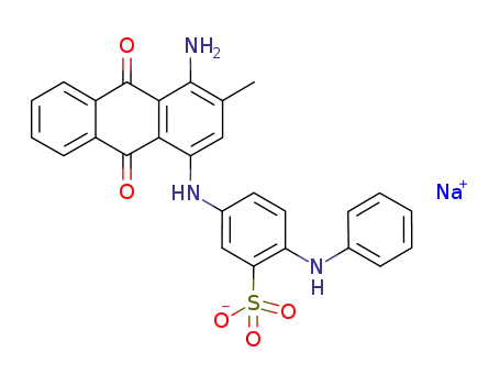 Molecular Structure of 1052088-02-4 (sodium 1-amino-2-methyl-4-[4-phenylamino-3-sulfophenylamino]-9,10-dioxo-9,10-dihydroanthracene)
