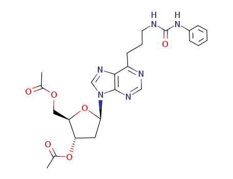 Acetic acid (2R,3S,5R)-2-acetoxymethyl-5-{6-[3-(3-phenyl-ureido)-propyl]-purin-9-yl}-tetrahydro-furan-3-yl ester