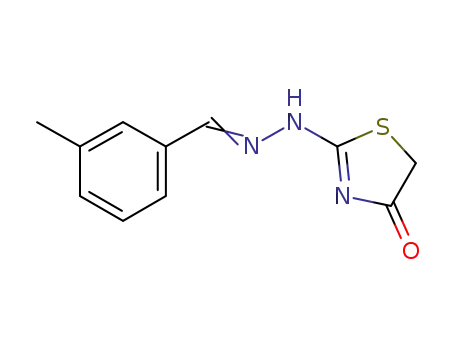 Molecular Structure of 400873-03-2 (2-(2-(3-methylbenzylidene)hydrazinyl)thiazol-4(5H)-one)
