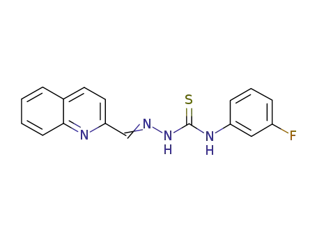 Molecular Structure of 1221255-86-2 (N-(3-fluorophenyl)-2-(quinolin-2-ylmethylene)hydrazinecarbothioamide)