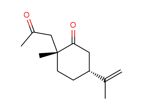 Molecular Structure of 632322-71-5 (Cyclohexanone, 2-methyl-5-(1-methylethenyl)-2-(2-oxopropyl)-,
(2R,5R)-)