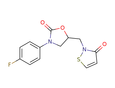 Molecular Structure of 1213258-35-5 (3-(4-fluorophenyl)-5-((3-oxoisothiazol-2(3H)-yl)methyl)oxazolidin-2-one)