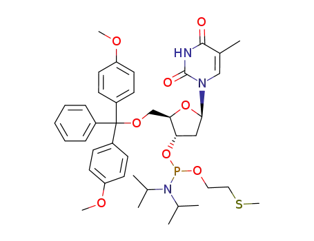 Thymidine, 5'-O-[bis(4-methoxyphenyl)phenylmethyl]-,
3'-[2-(methylthio)ethyl bis(1-methylethyl)phosphoramidite]