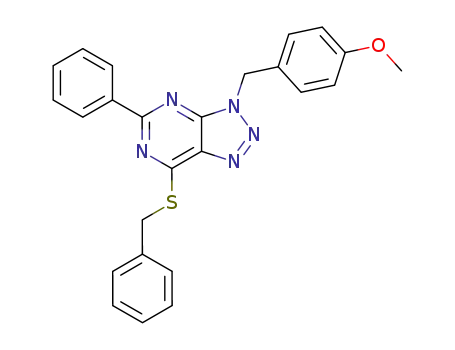 3H-1,2,3-Triazolo[4,5-d]pyrimidine,
3-[(4-methoxyphenyl)methyl]-5-phenyl-7-[(phenylmethyl)thio]-
