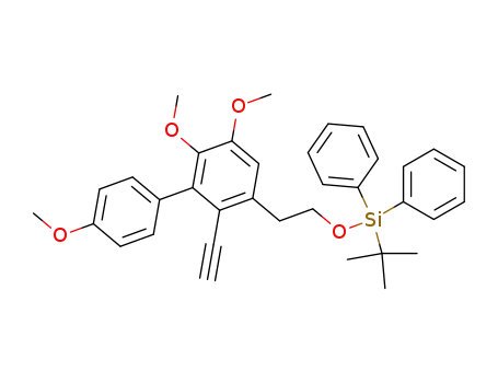 Molecular Structure of 1026681-93-5 (<i>tert</i>-butyl-[2-(2-ethynyl-5,6,4'-trimethoxy-biphenyl-3-yl)-ethoxy]-diphenyl-silane)