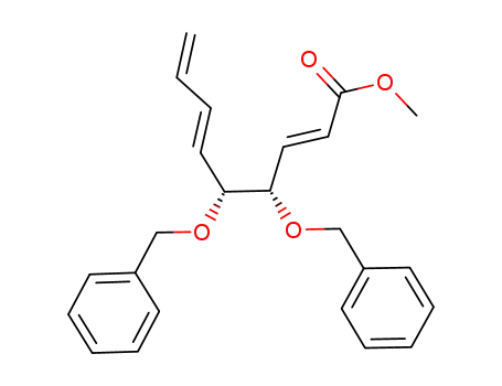 Molecular Structure of 601491-06-9 (2,6,8-Nonatrienoic acid, 4,5-bis(phenylmethoxy)-, methyl ester,
(2E,4S,5R,6E)-)