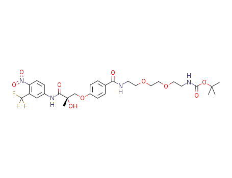 Molecular Structure of 1245370-20-0 ((S)-tert-butyl-2-(2-(2-(4-(2-hydroxy-2-methyl-3-(4-nitro-3-(trifluoromethyl)phenylamino)-3-oxopropoxy)benzamido)ethoxy)ethoxy)ethylcarbamate)