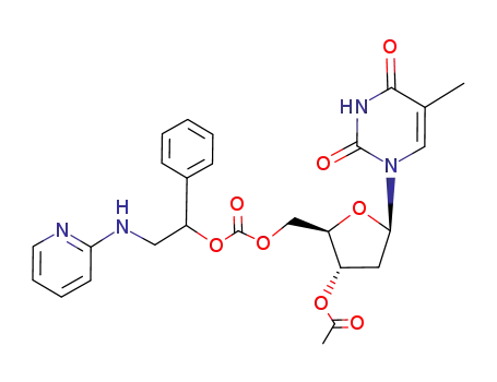 Molecular Structure of 648900-10-1 (Thymidine, 3'-acetate 5'-[1-phenyl-2-(2-pyridinylamino)ethyl carbonate])