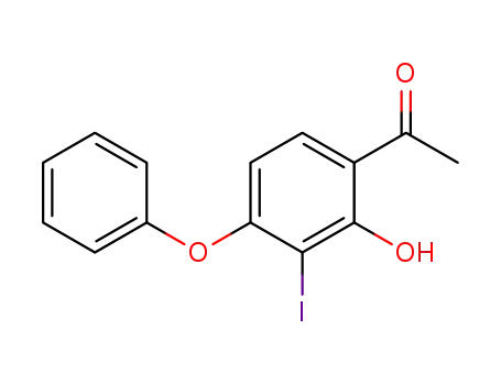 Molecular Structure of 144691-35-0 (Ethanone, 1-(2-hydroxy-3-iodo-4-phenoxyphenyl)-)