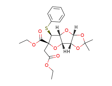 (3aR,3bS,5S,6S,6aR,7aR)-5-Ethoxycarbonylmethyl-2,2-dimethyl-6-phenylsulfanyl-hexahydro-furo[2',3':4,5]furo[2,3-d][1,3]dioxole-5-carboxylic acid ethyl ester