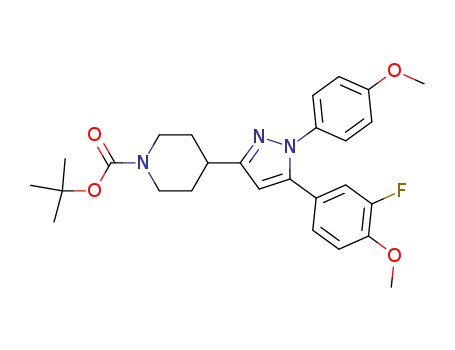 1-tert-butoxycarbonyl-4-(5-(3-fluoro-4-methoxyphenyl)-1-(4-methoxyphenyl)-1H-pyrazol-3-yl)piperidine