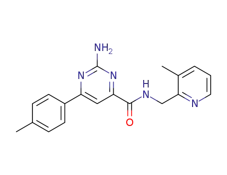 Molecular Structure of 863548-19-0 (N-((3-methyl-pyridin-2-yl)methyl)-2-amino-6-(p-tolyl)pyrimidine-4-carboxamide)