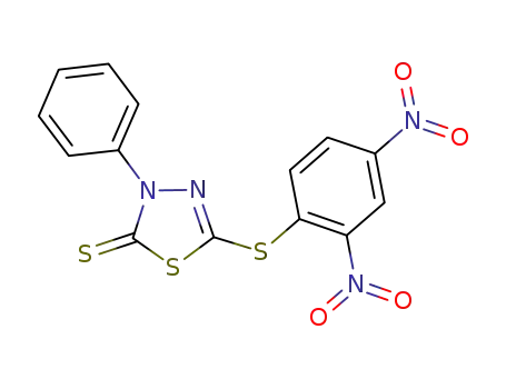 Molecular Structure of 54188-84-0 (5-(2,4-dinitrophenylthio)-3-phenyl-1,3,4-thiadiazole-2(3H)-thione)