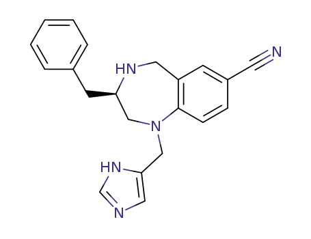 Molecular Structure of 195984-91-9 ((R)-1-((1H-iMidazol-5-yl)Methyl)-3-benzyl-2,3,4,5-tetrahydro-1H-benzo[e][1,4]diazepine-7-carbonitrile)