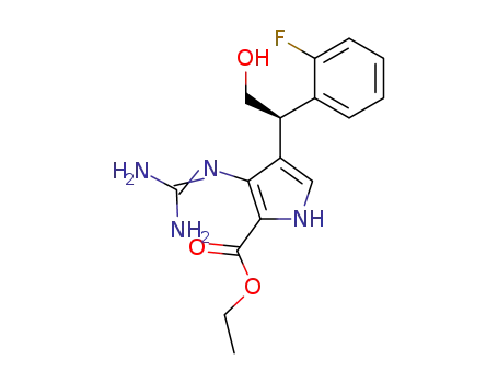 4-[1-(2-fluoro-phenyl)-2-hydroxy-ethyl]-3-guanidino-1<i>H</i>-pyrrole-2-carboxylic acid ethyl ester