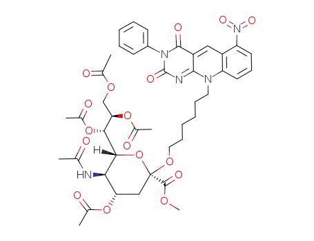 10-[6-O-(methyl 5-acetamido-4,7,8,9-tetra-O-acetyl-3,5-dideoxy-D-glycero-β-D-galacto-non-2-ulopyranosylonate)hexyl]-6-nitro-3-phenyl-5-deazaflavin
