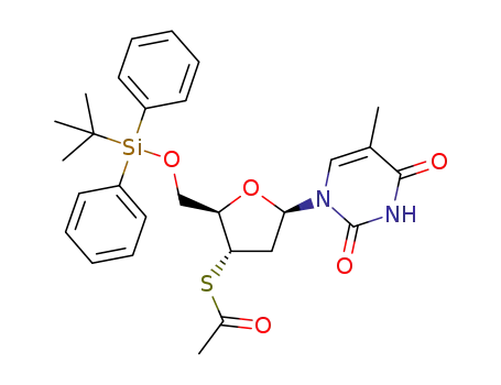 Molecular Structure of 1068144-69-3 (5'-O-(tert-butyldiphenylsilyl)-3'-S-acetyl-3'-thiothymidine)