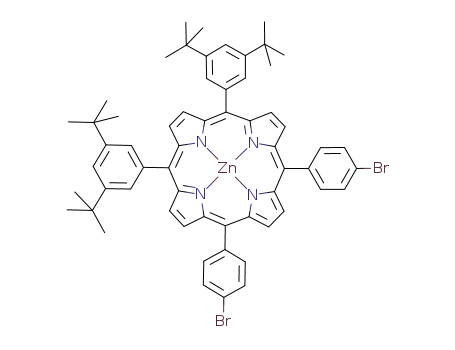 Molecular Structure of 1202170-64-6 (5,10-bis[3,5-di(tert-butyl)phenyl]-15,20-bis(4-bromophenyl)porphyrinato-N<sup>(21)</sup>,N<sup>(22)</sup>,N<sup>(23)</sup>,N<sup>(24)</sup>zinc(II))