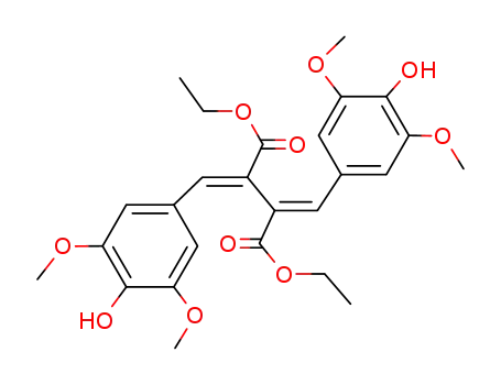 Molecular Structure of 56136-37-9 (2,3-Bis[(E)-(4-hydroxy-3,5-dimethoxyphenyl)methylene]butanedioic acid diethyl ester)
