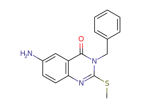 Molecular Structure of 897631-27-5 (4(3H)-Quinazolinone, 6-amino-2-(methylthio)-3-(phenylmethyl)-)