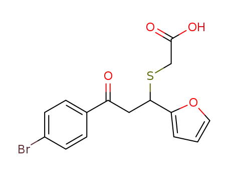 Molecular Structure of 1246226-96-9 (2-(3-(4-bromophenyl)-1-(furan-2-yl)-3-oxopropylthio)acetic acid)