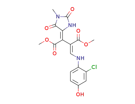 Molecular Structure of 1234507-03-9 ((2Z,3E)-dimethyl 2-[(2-chloro-4-hydroxyphenylamino)methylene]-3-(1-methyl-2,5-dioxoimidazolidin-4-ylidene)succinate)