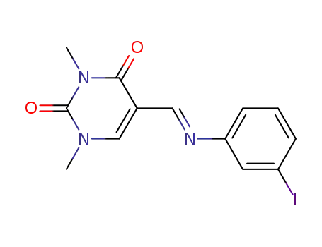 Molecular Structure of 1206819-18-2 ((E)-5-[(3-iodophenylimino)methyl]-1,3-dimethyl-1H,3H-pyrimidine-2,4-dione)