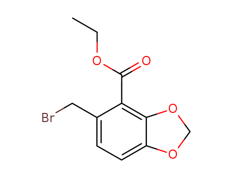 Molecular Structure of 197293-71-3 (1,3-Benzodioxole-4-carboxylic acid, 5-(bromomethyl)-, ethyl ester)
