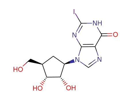 9-[(1'R,2'S,3'R,4'R)-2',3'-dihydroxy-4'-(hydroxymethyl)cyclopentyl]-2-iodo-1H-purin-6(9H)-one