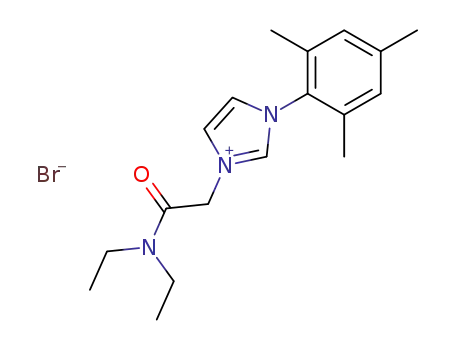 Molecular Structure of 330455-95-3 (3-(N,N-diethylcarbamoylmethyl)-1-mesitylimidazolium bromide)