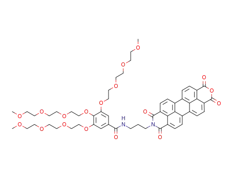 Molecular Structure of 1254106-61-0 (3,4,5-tris(2-(2-(2-methoxyethoxy)ethoxy)ethoxy)-N-(3-(1,3,8,10-tetraoxo-1H-isochromeno[6',5',4':10,5,6]anthra[2,1,9-def]isoquinolin-9(3H,8H,10H)-yl)propyl)benzamide)