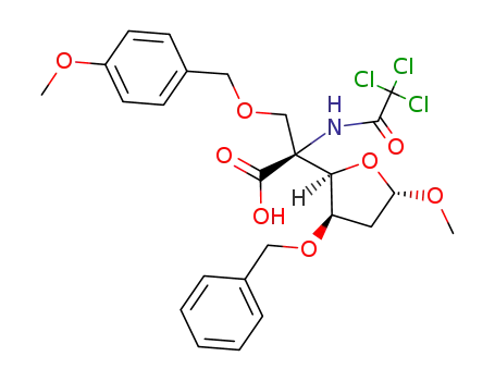 (S)-2-((2R,3R,5S)-3-Benzyloxy-5-methoxy-tetrahydro-furan-2-yl)-3-(4-methoxy-benzyloxy)-2-(2,2,2-trichloro-acetylamino)-propionic acid