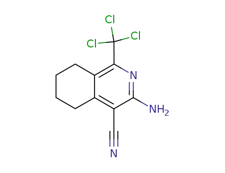 Molecular Structure of 596106-94-4 (4-Isoquinolinecarbonitrile,
3-amino-5,6,7,8-tetrahydro-1-(trichloromethyl)-)