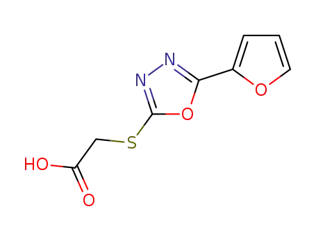 Molecular Structure of 33621-24-8 ({[5-(2-FURYL)-1,3,4-OXADIAZOL-2-YL]THIO}ACETIC ACID)