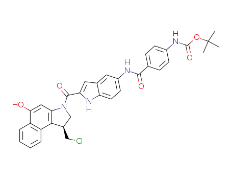 Molecular Structure of 372954-15-9 (Carbamic acid,
[4-[[[2-[[(1S)-1-(chloromethyl)-1,2-dihydro-5-hydroxy-3H-benz[e]indol-3-
yl]carbonyl]-1H-indol-5-yl]amino]carbonyl]phenyl]-, 1,1-dimethylethyl
ester)