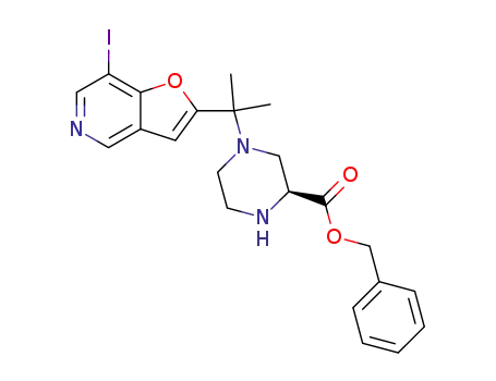 4-[1-(7-iodo-furo[3,2-<i>c</i>]pyridin-2-yl)-1-methyl-ethyl]-piperazine-2-carboxylic acid benzyl ester