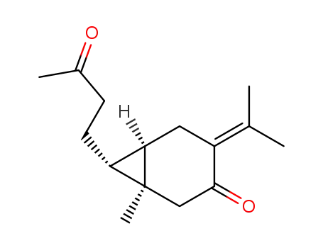 Molecular Structure of 100347-96-4 ((1S,6β)-1β-Methyl-4-(1-methylethylidene)-7β-(3-oxobutyl)bicyclo[4.1.0]heptan-3-one)
