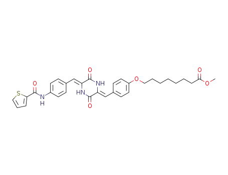 8-{4-[3,6-Dioxo-5-[1-{4-[(thiophene-2-carbonyl)-amino]-phenyl}-meth-(Z)-ylidene]-piperazin-(2Z)-ylidenemethyl]-phenoxy}-octanoic acid methyl ester