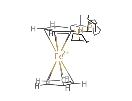 Molecular Structure of 246231-77-6 ((S)-1-[(R)-2-(DICYCLOHEXYLPHOSPHINO)-FERROCENYL]ETHYLDICYCLOHEXYLPHOSPHINE)