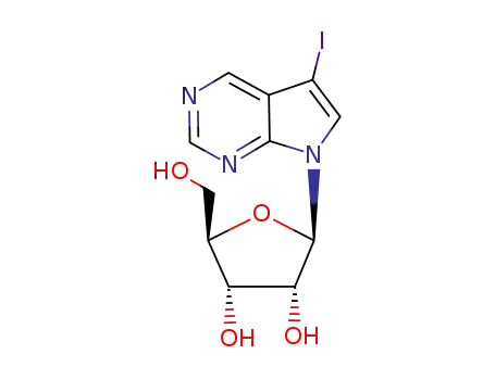 Molecular Structure of 57024-74-5 (5-iodo-7-pentofuranosyl-7H-pyrrolo[2,3-d]pyrimidine)