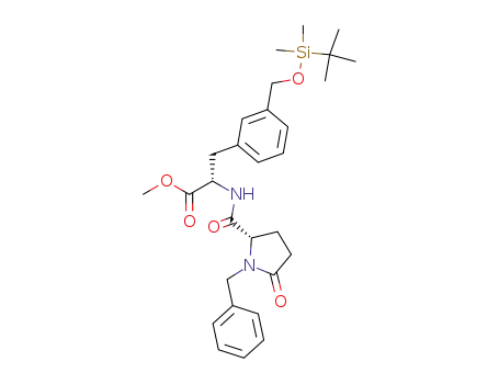 Molecular Structure of 412353-17-4 ((S)-2-[((S)-1-Benzyl-5-oxo-pyrrolidine-2-carbonyl)-amino]-3-[3-(tert-butyl-dimethyl-silanyloxymethyl)-phenyl]-propionic acid methyl ester)