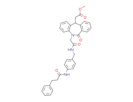 Molecular Structure of 443331-79-1 ((6-oxo-5-{[4-(3-phenyl-propionylamino)-benzylcarbamoyl]-methyl}-6,11-dihydro-5<i>H</i>-dibenzo[<i>b</i>,<i>e</i>]azepin-11-yl)-acetic acid methyl ester)